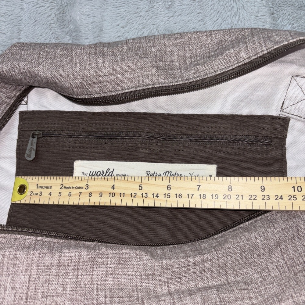 Thirty One Retro Metro Tote Bag With Side Pockets In Mocha Crosshatch 18x25x9 - Picture 8 of 9